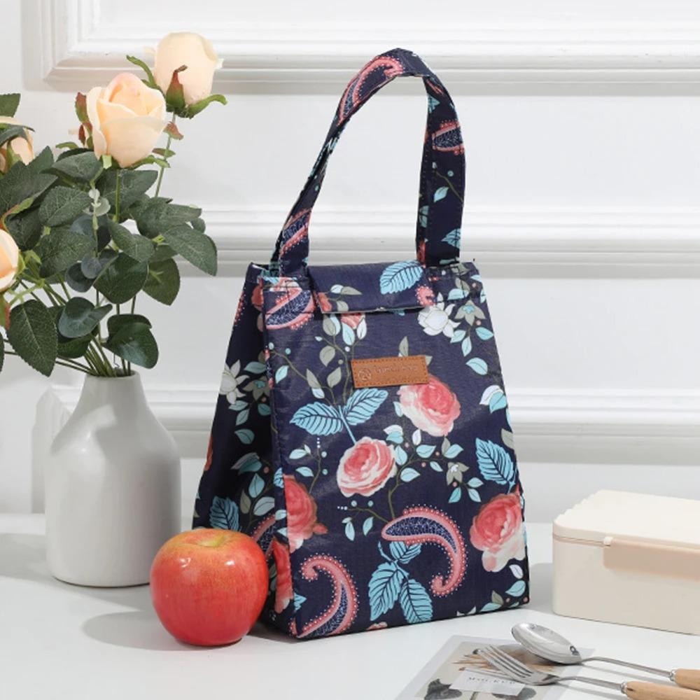 Insulated Picnic Bag Printed Handbag Portable Thermal Lunch Bag Outddor