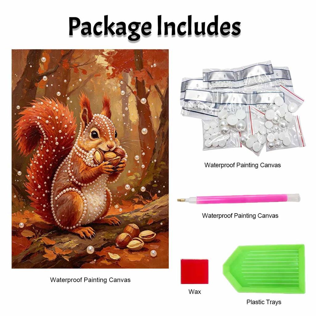 Pearl painting kit DIY cute squirrel and nuts home decoration painting