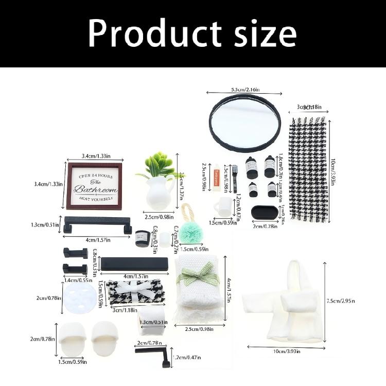 Bathroom Accessory Set Miniature Furniture Model Figure for 1:12 Doll House Styling and Display Arrangement Storytelling Scene Setting