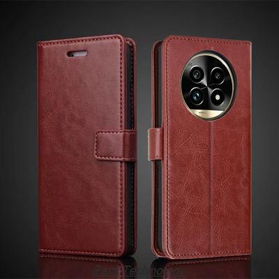 Pouzdro na karty pro OPPO Realme 13 Pro /Realme 13 Pro+ z umělé kůže, flipové, retro peněženka, pouzdro na telefon, obchodní pouzdro Coque