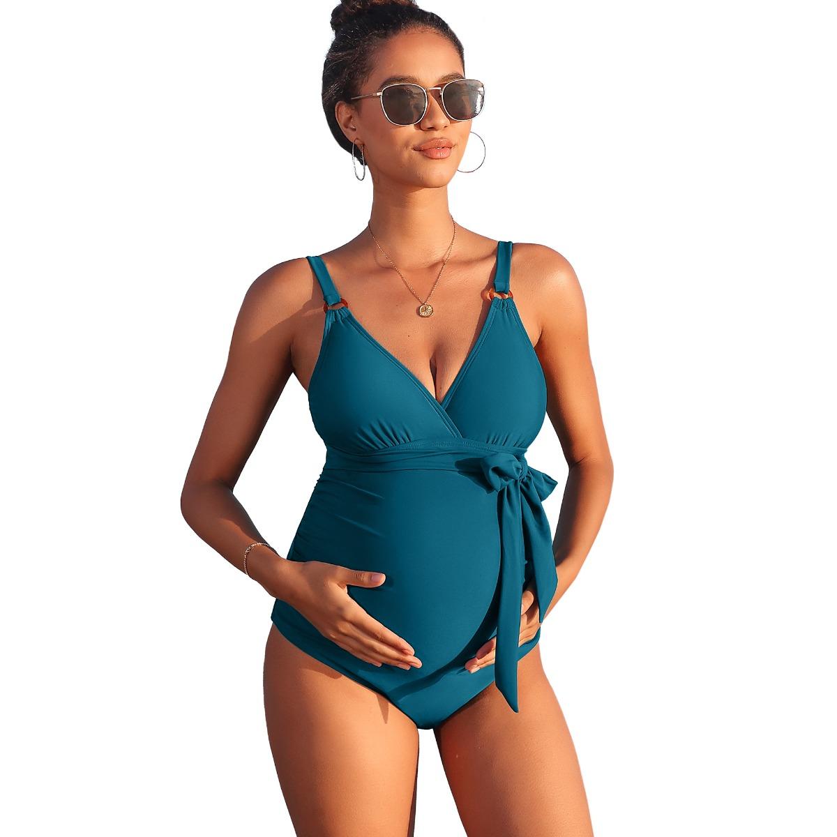 Charmleaks Купальник для беременных Цельный купальный костюм с v-образным вырезом — фото 15