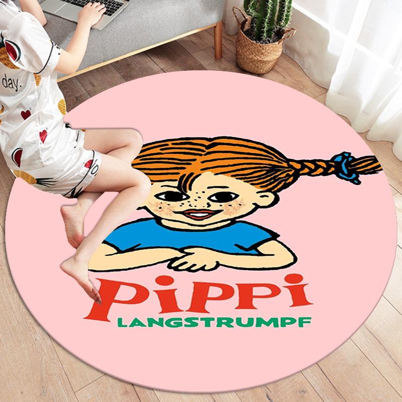 Pippi Longstocking Round Area Rug,Carpet Rug for Living Room Bedroom Sofa Playroom Decor,Non-slip Floor Mat