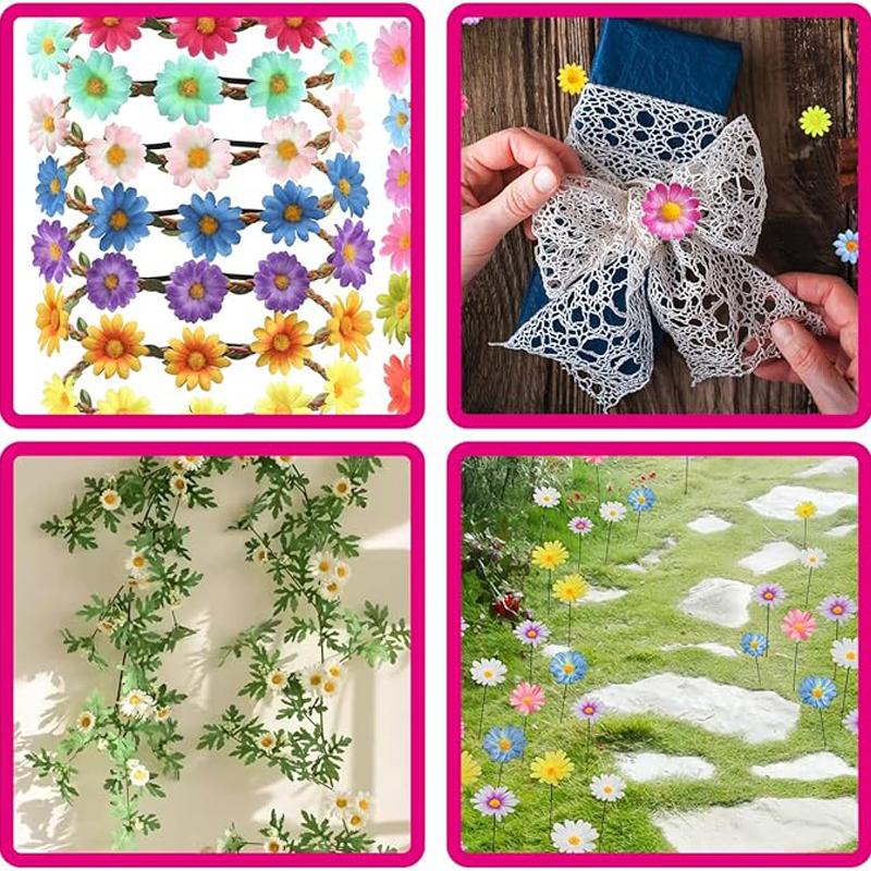 100pcs Mini Dasiy Artificial Flowers Head Wedding Decoration for Home Decor DIY Wreath Gift Box Scrapbooking Craft Fake Flower