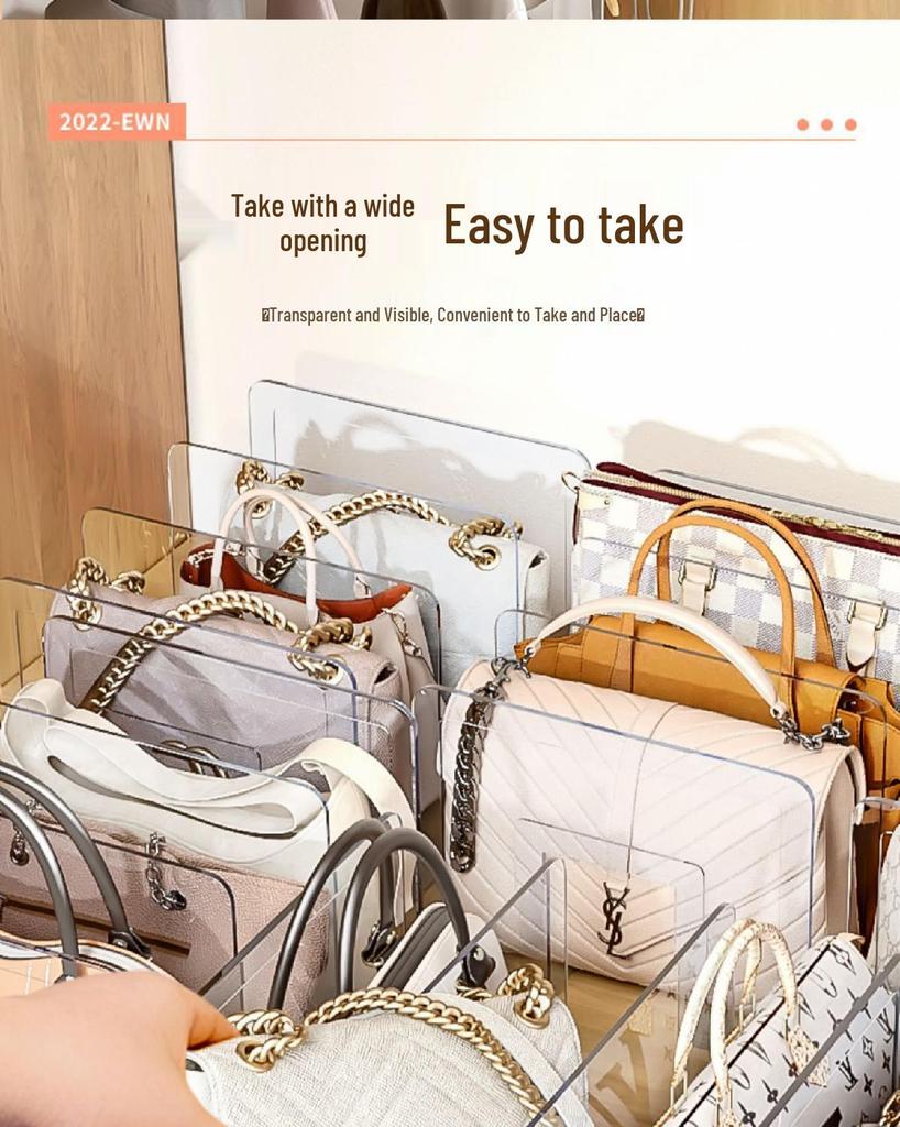 Small Handbag Storage Rack Divider: Crossbody Bag Holder & Closet Organizer