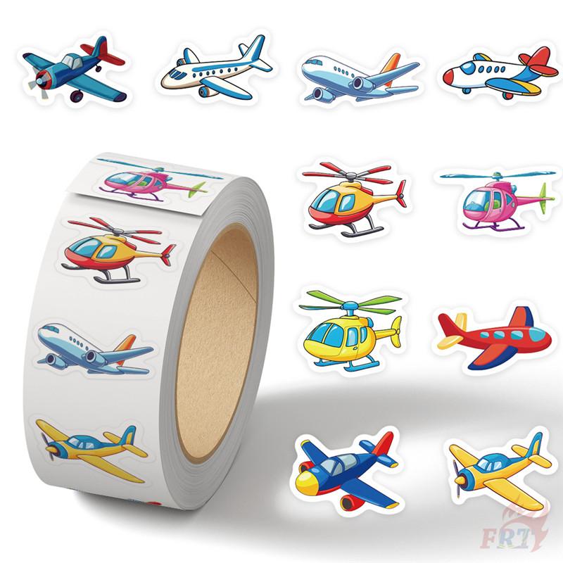 500Pcs/Roll Cartoon Airplanes Kids Rewards Stickers - DIY Scrapbooks Album Decor Sealing Label Decals