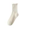 Women's Milk White Lace Ruffled Trim Mid-Calf Socks - Japanese Lolita Style