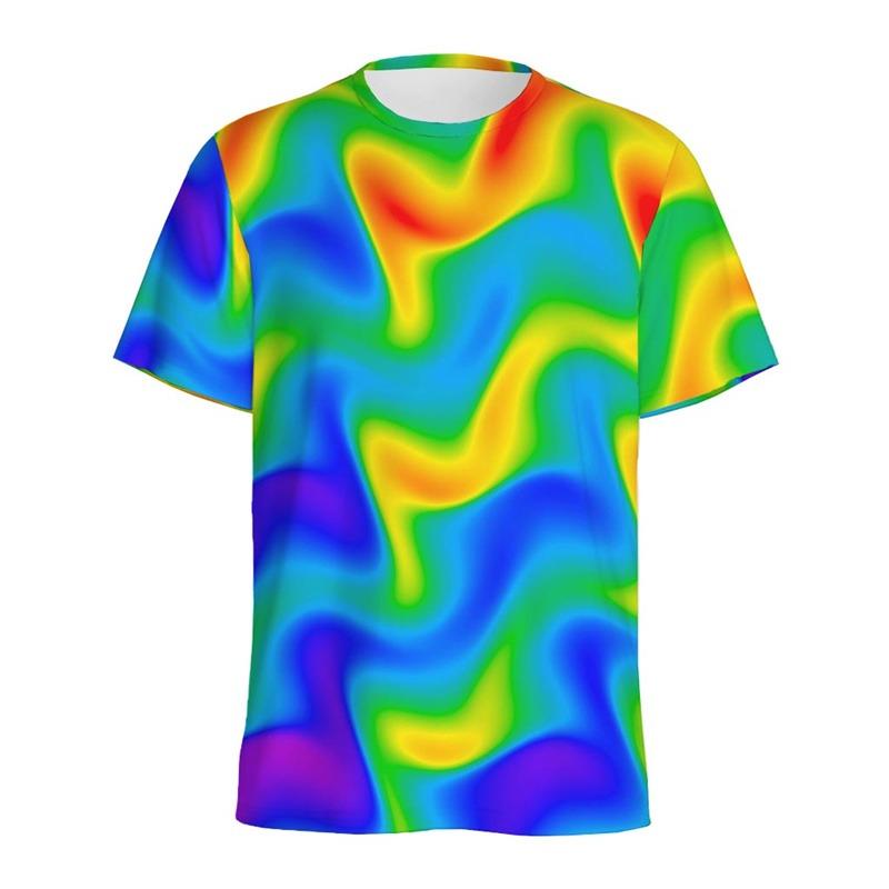 Abstract Colorful Liquid Trippy Pattern T Shirt For Men Summer Casual Round Neck Short Sleeve Tees Women Tops 3d Printed T-Shirt