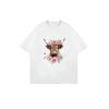 Oversized T Shirt Black Cow With Flower Crown And Roses Print Casual Streetwear For Women