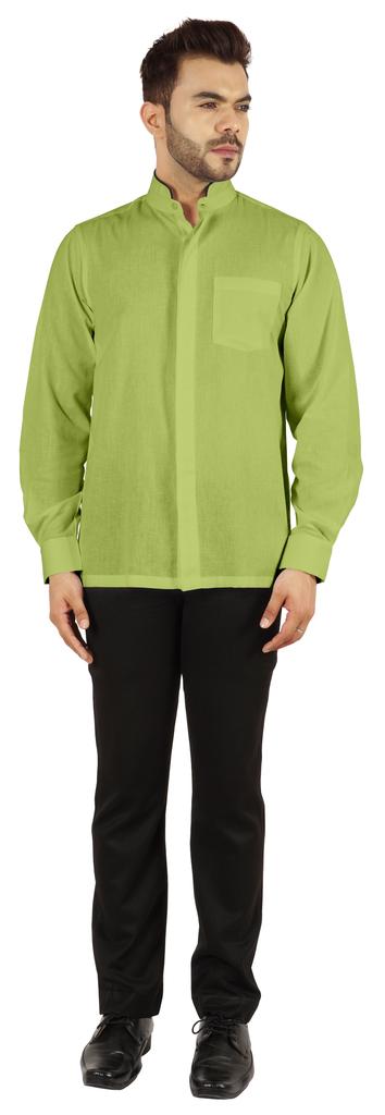 BestMan Pevná pánská košile s dlouhým rukávem pro přední čínský límec s dvojitým knoflíkem