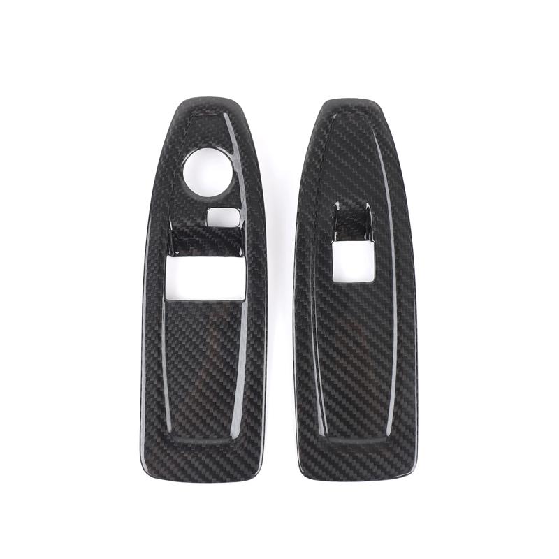 Real Carbon Fiber Car Window Lift Switch Cover Trim Sticker Car Accessories For BMW 1 2 Series F20 F21 F22 F45 F46 2014-2019