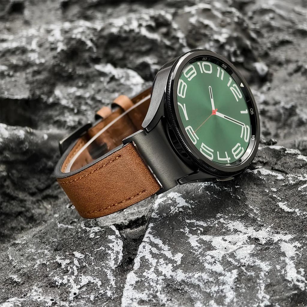 Leather Strap for Samsung Galaxy Watch 6 Classic 47mm 43mm Band No Gaps Bracelet Correa for Galaxy Watch 7 6 5 4 5Pro 45MM Strap