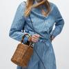 Bohemian Crossbody Bag with for Women Woven Straw Bucket Bags Female Rattan Wicker Bamboo Handle Beach Bags New