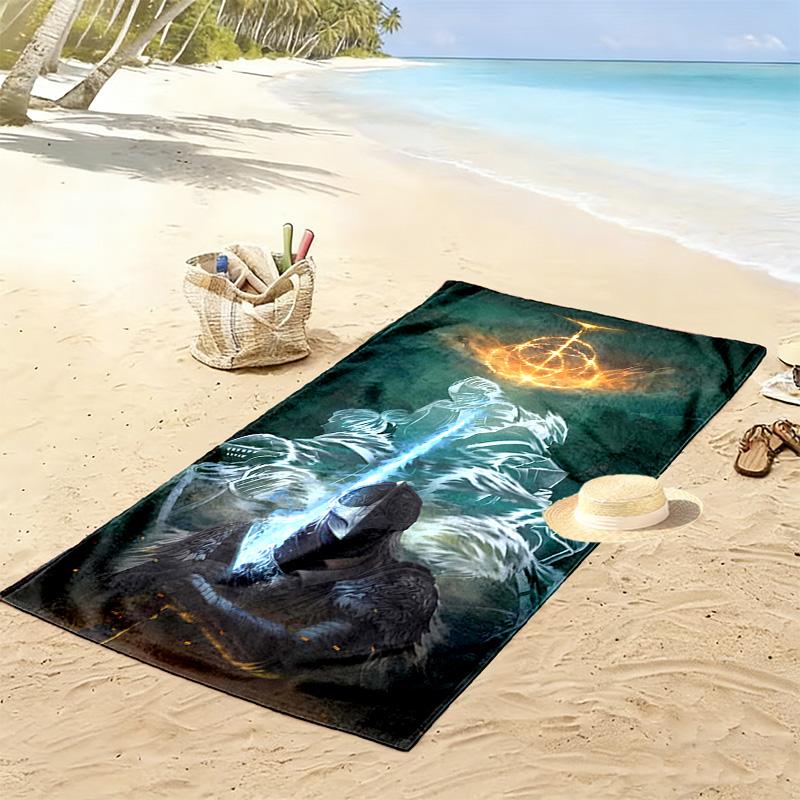 Elder-Ring Print Beach Towel, Large Soft Quick Dry Towel for Beach Camping Swimming