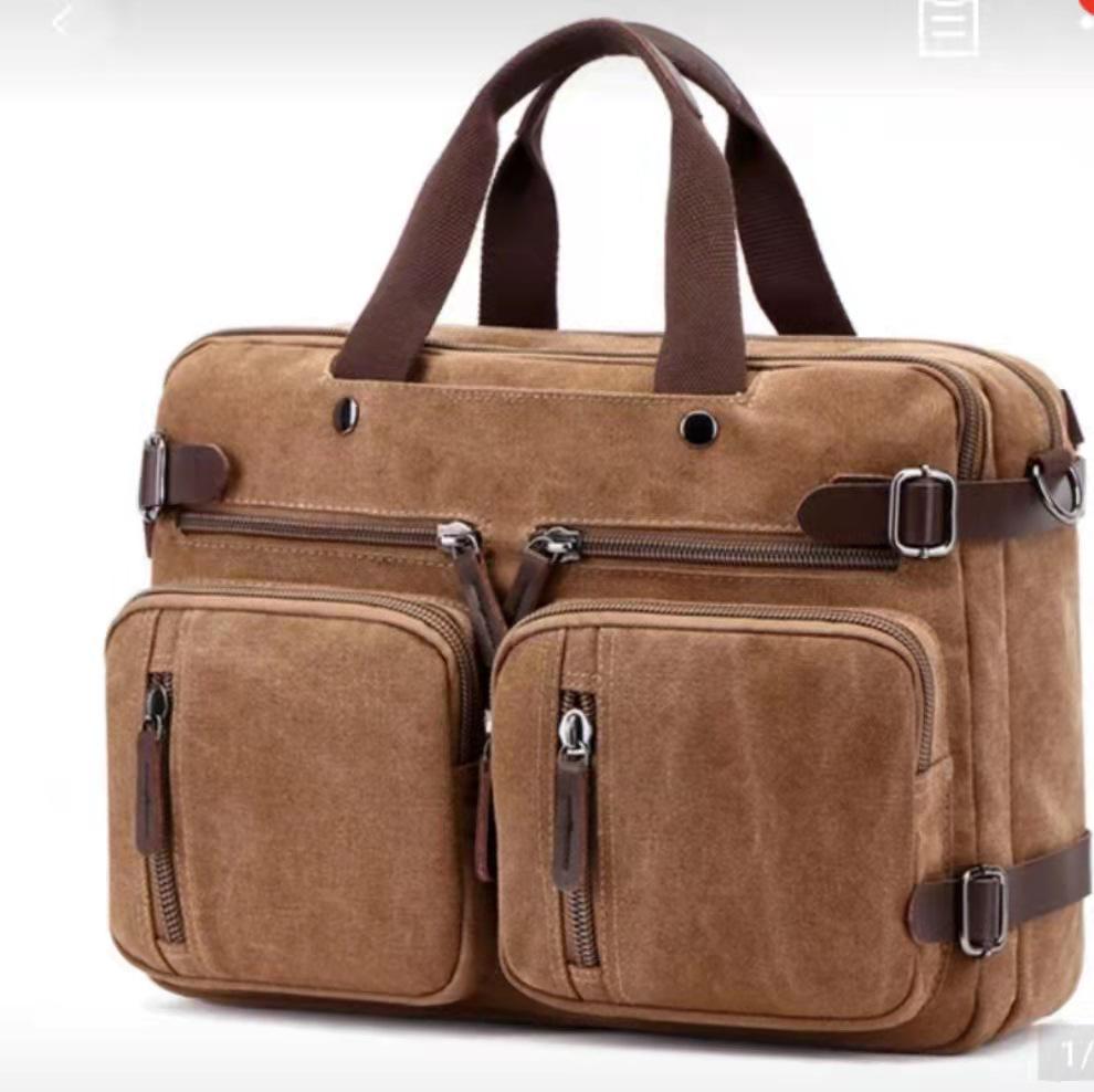 Cross-Border Canvas Laptop Backpack - Large Capacity Business Travel Bag