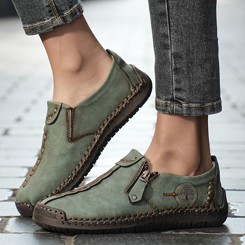Men's Spring and Autumn Casual Shoes, Men's Large Bean Shoes, Hand Sewn Leather Shoes