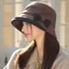 New Autumn and Winter Bow Hat for Women with High End Fisherman Hat Casual and Versatile Warm Bucket Hat Showing Face Small Basin Hat