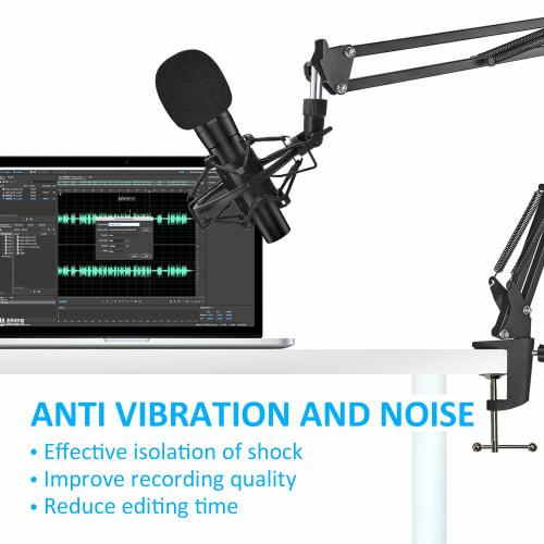 SUNMON SM58 Microphone Shock Mount Holder with Foam Windscreen, Vibration and Noise Absorbing, Pop Filter, Ideal for SM58-LC and SM58-CN Dynamic Micro