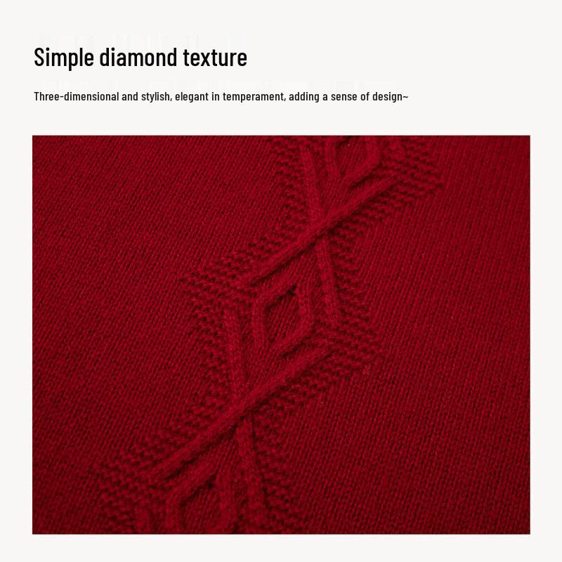 TUHUANG Women's Thick Merino Wool Diamond Half-High Collar Sweater TW431871