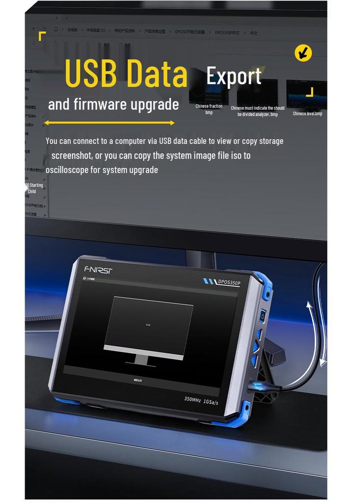 FNIRSI DPOS350P 4-in-1: 350MHz Tablet Oscilloscope, Signal Generator, Spectrum Analyzer, & Frequency Counter