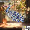 S-1Pc 2D Flat Acrylic Figurine Luxurious Crystal Peacock Ornament Tabletop Decoration For Bedroom Living Room Office