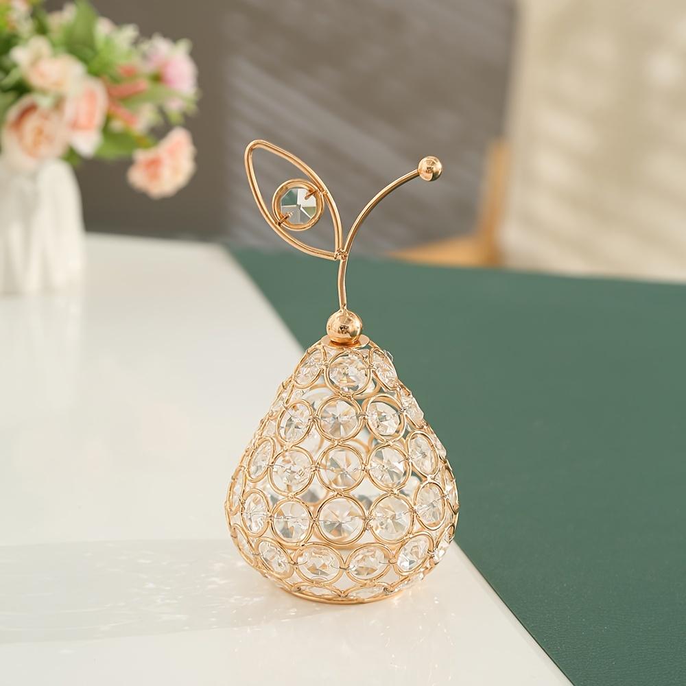 [Elegante Kristallstatue] Elegante Kristall-Metallstatue in Fruchtform (1 Stück) | Apfel-, Birnen-, Ananas-Designs mit goldenen Akzenten - Vielseitiges Dekorationsornament