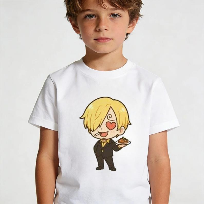 Cute Chibi Character Print Cotton TShirt Men Women Kids Family Clothes 2026 Summer ShortSleeve Casual Tee Tops