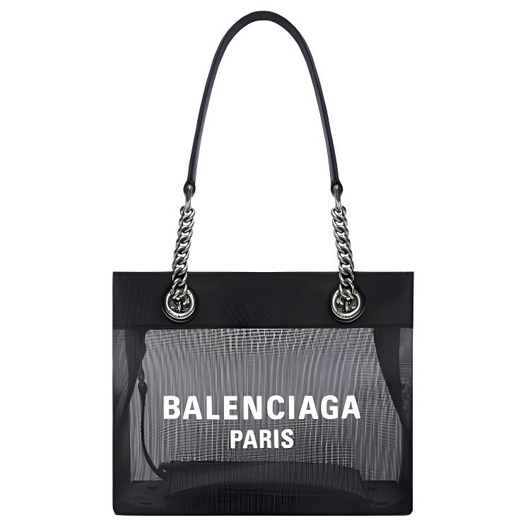 Balenciaga Small Duty Free Mesh Tote Black/White Women Tote_bags 7416032AADB1090