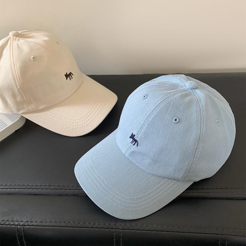 Cute Little Fox Embroidered Baseball Cap for Women's Summer New Wide-brimmed Face Small Sunscreen Sunshade Cap