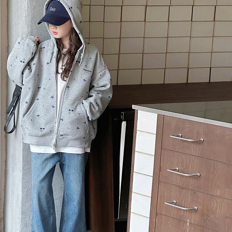 Модна толстовка з капюшоном для дівчаток на весну/осінь 2025 - Принт по всій поверхні для дітей середнього та старшого шкільного віку