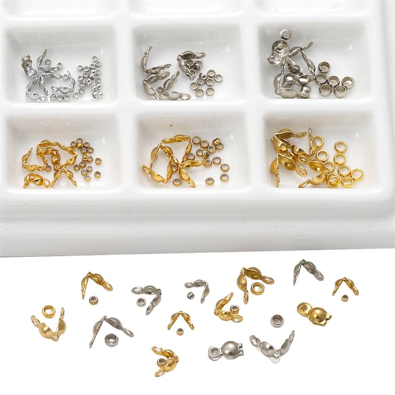 100Pcs Stainless Steel Buckle Positioning Bead, Clasp Connector for Chain Jewelry