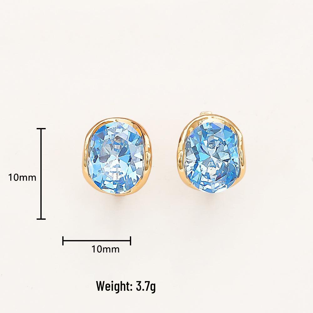 Elegant 24K Gold-Plated Copper Necklace with Blue Zircon and Matching Earrings - Versatile, Romantic, and Fashionable Clavicle Chain Set