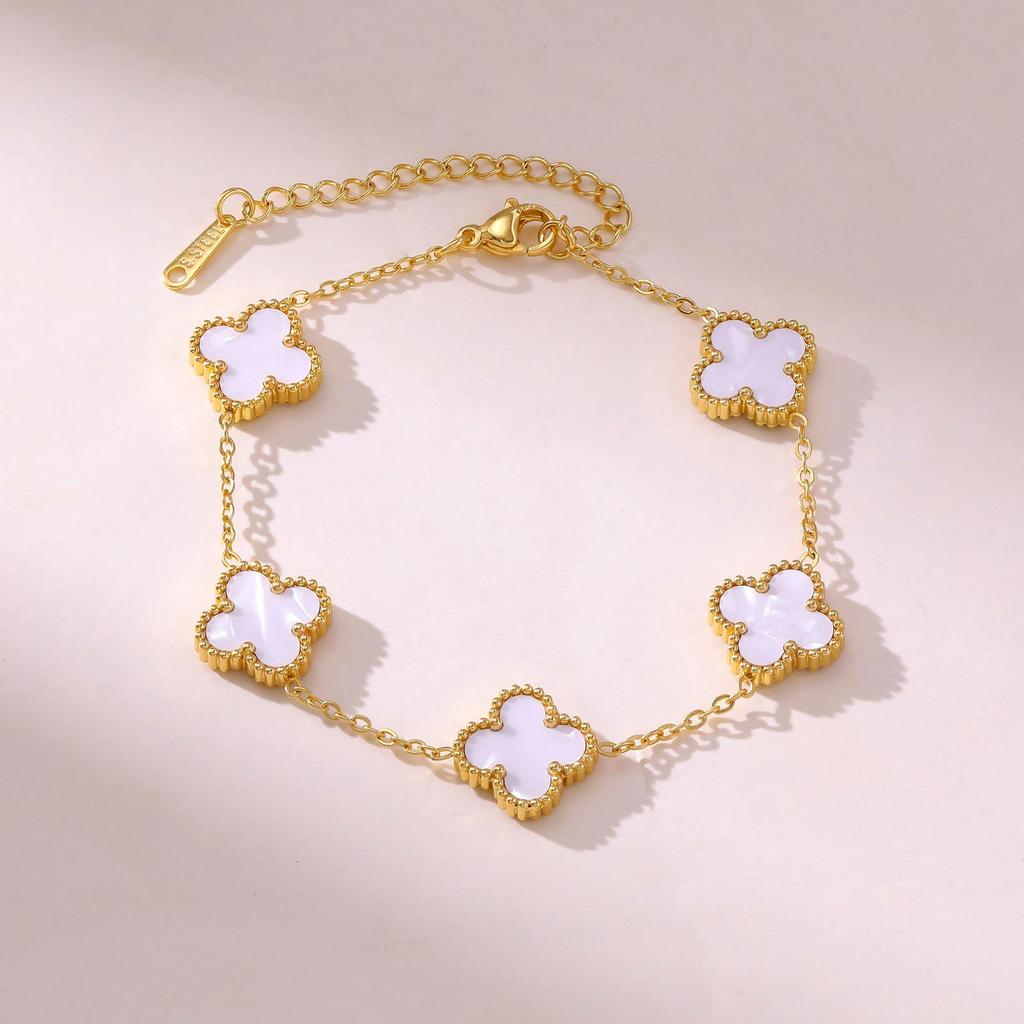Lucky Clover Titanium Steel Bracelet - Light Luxury Fashion, Versatile for Commuting