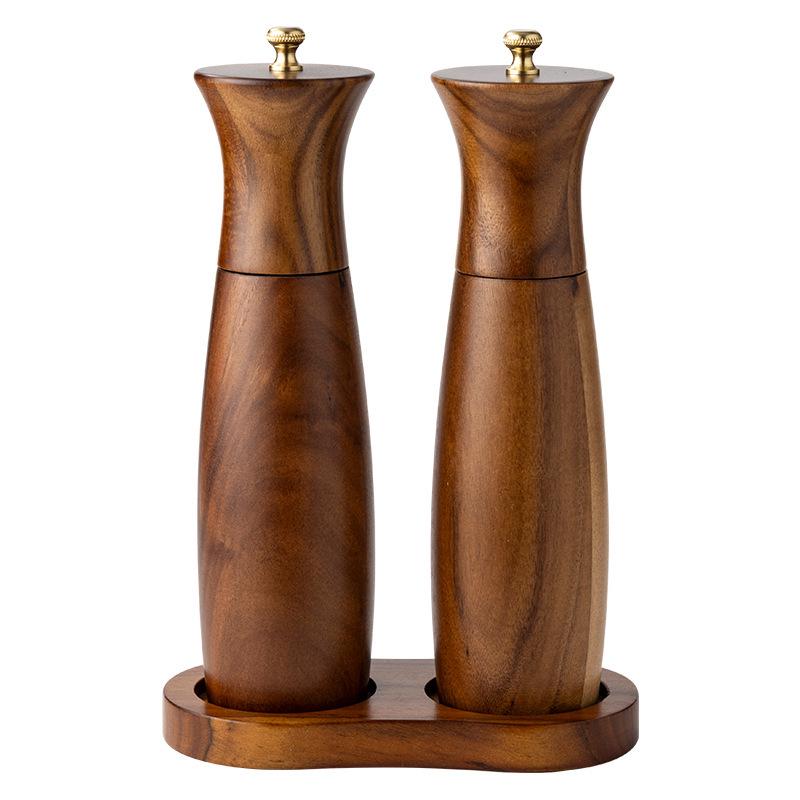 Acacia Wood Pepper and Sea Salt Grinder for Steaks and Western Cuisine