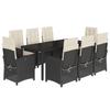 Vidaxl 9-Cz. Garden Furniture Set With Cushions, Black, PE Rattan