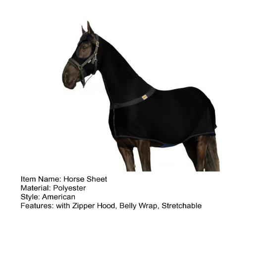 Full Body Horse Sheet with Zipper Hood Belly Wrap Stretchable Breathable Pony Elastic Stocking Slinky with Neck Cover Horse Supplies
