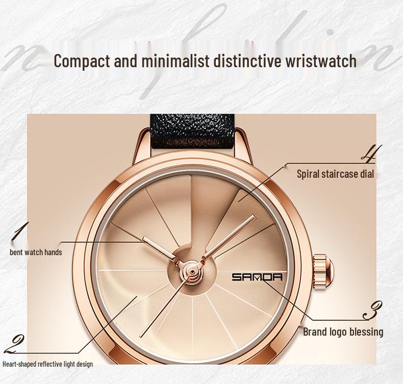 Sanda Korean Style Women's Waterproof Steel & Leather Strap Business Watch