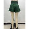 Summer Women's Shorts Cotton Linen Ruffle Fashion Wide Leg Shorts Draped Casual Pants