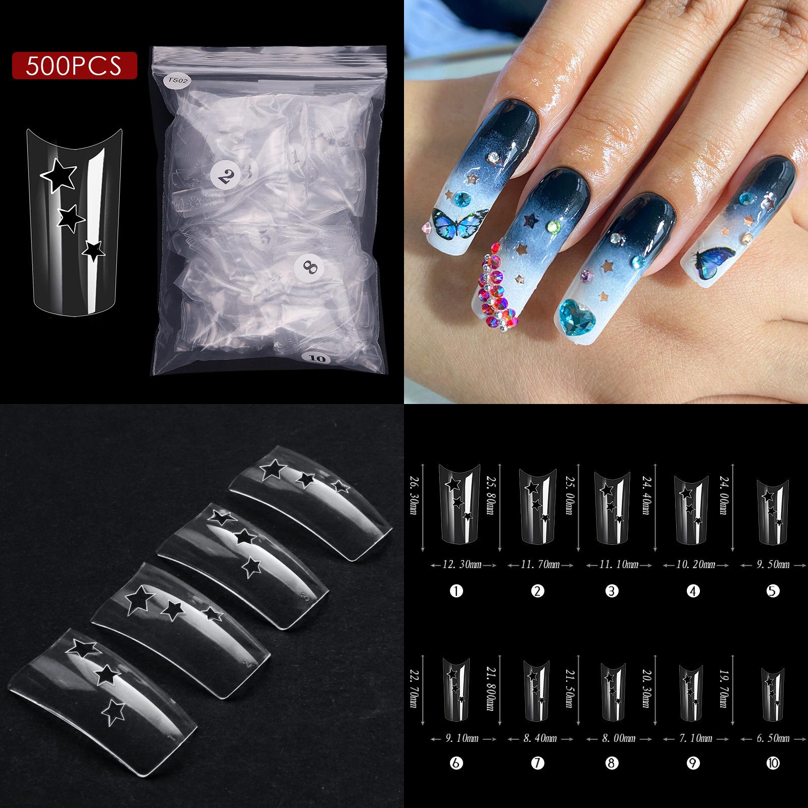 

Нейл-арт, особый тип ногтей, специальная форма, звездный полый ноготь, прозрачный кружевной французский накладной ноготь