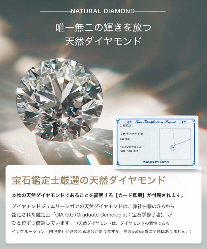 Legan Single Natural PT Made in Japan [LEGAN] Necklace, 0.2ct Diamond, Platinum, 6-Prong, Women's,