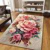3D Floral Cross-Style Print Area Rug - Anti-Slip Floor Mat Heavyweight Polyester Carpet for Bedroom, Bathroom, Living Room,