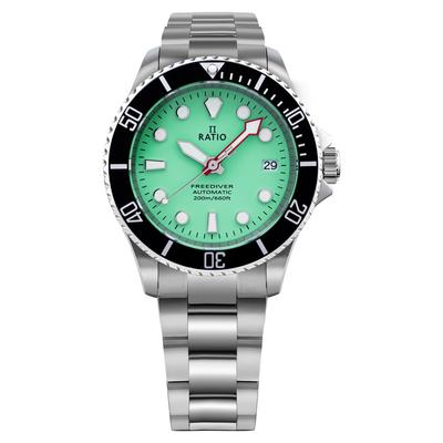 Reloj automático FreeDiver Sapphire de acero inoxidable con esfera verde RTF049 200M para hombre