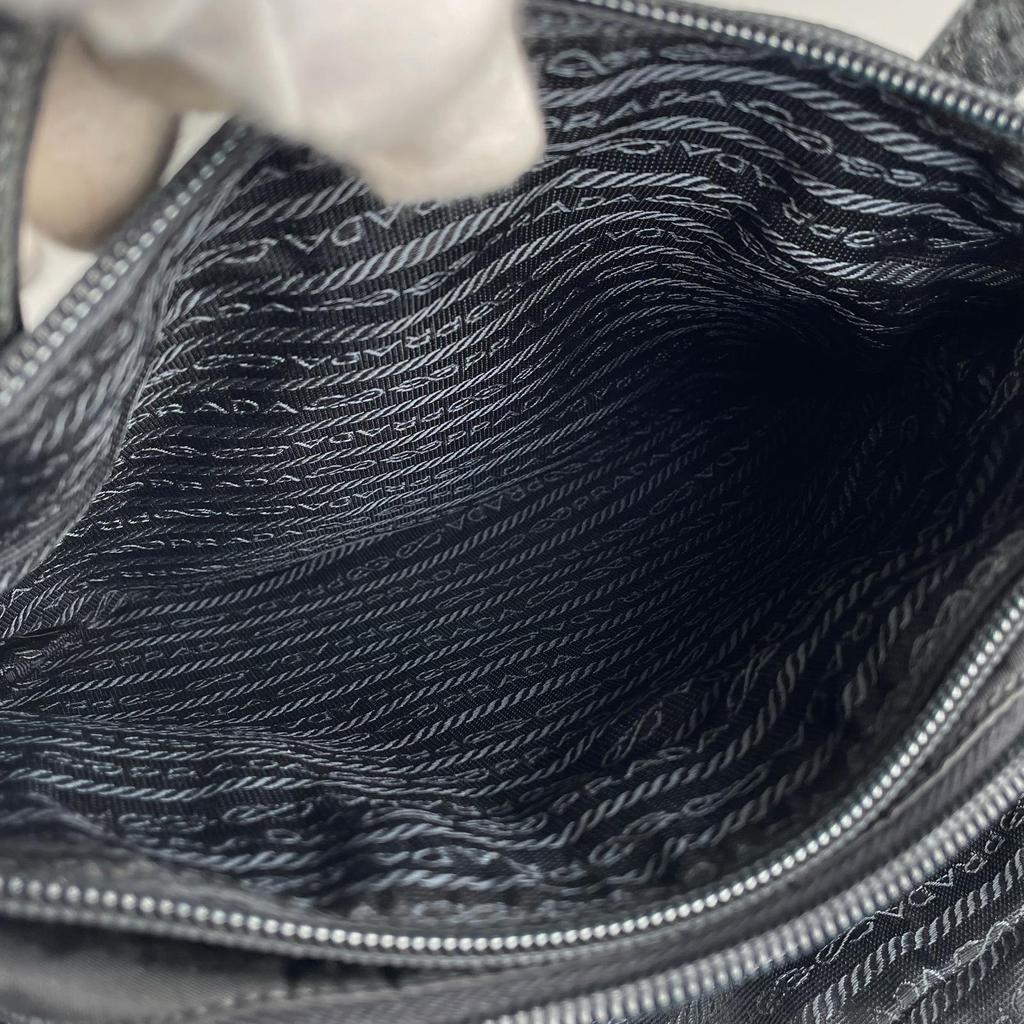 PRADA Triangular logo Tote Bag black Women used