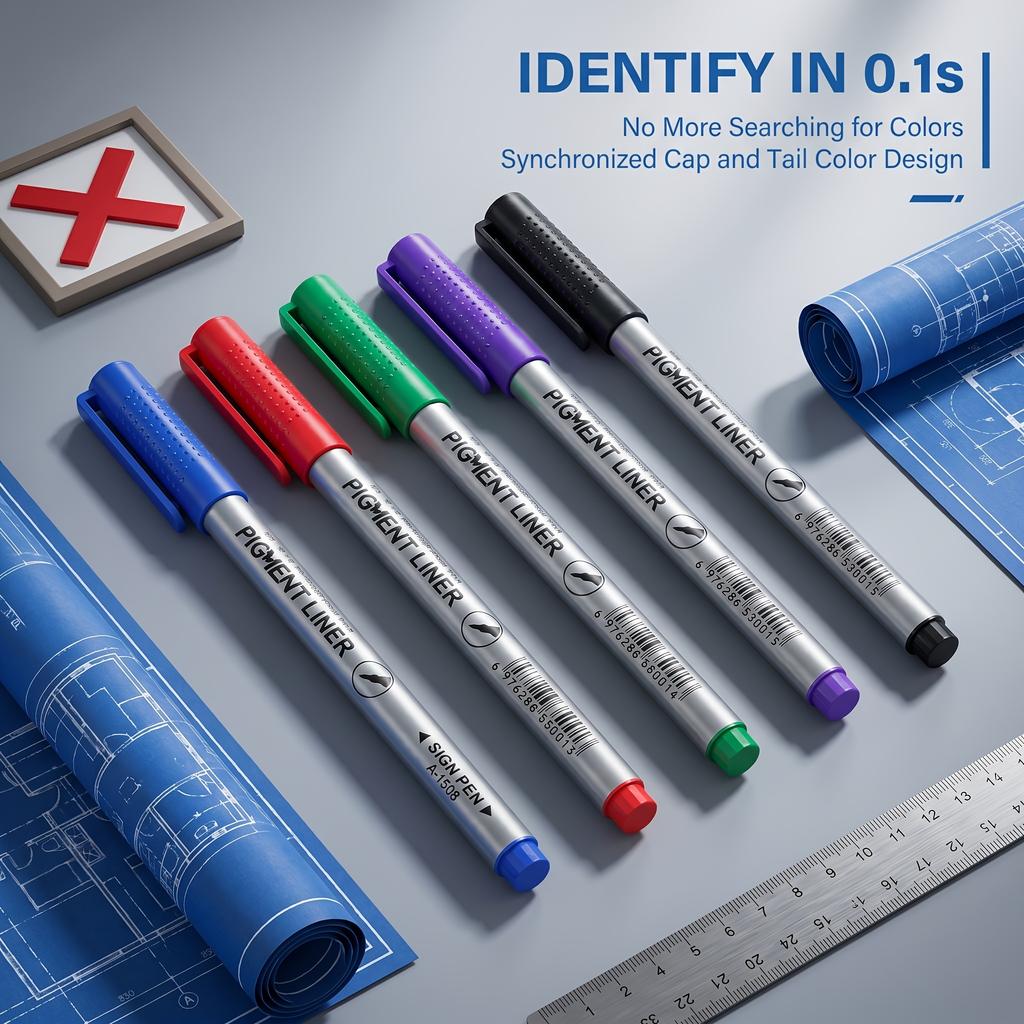 5Pcs Multicolor Gel Ink Pens Set Large Capacity Fast Drying Fine Point Pigment Liner for Writing Note Taking Office