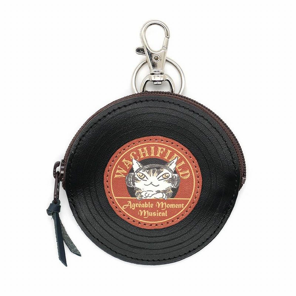 [WACHIFIELD] Кот Даян, Натуральная Кожа, с Карабином, Крепится к Сумке или Ремню, Монетка-Запись