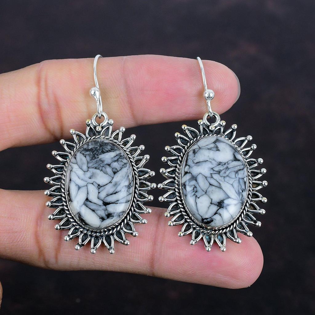 Pinolith Jasper Earring Original Gemstone Handmade Jewelry 925 Sterling Silver Earring Antique Earring Pinolith Jasper Jewelry Gifts For Her