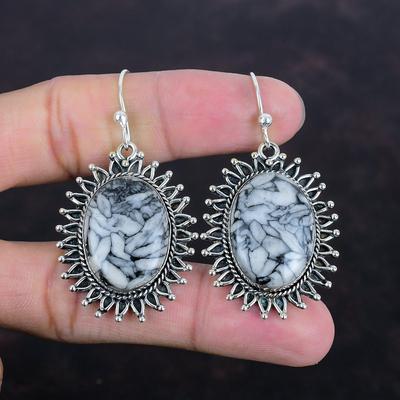 Pinolith Jasper Earring Original Gemstone Handmade Jewelry 925 Sterling Silver Earring Antique Earring Pinolith Jasper Jewelry Gifts For Her