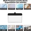 Acrylic Container Storage Box, Dryer Sheet Holder, Clear Tissue Box Holder with Black Lid for Laundry Room Organization