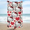Hello Kitty Red Heart Beach Towel Single Sided Print Soft Microfiber Beach Towel Pool Beach Vacation Accessory Sweet Lovely Gift