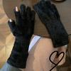 1 Paio Guanti Lunghi in Lana di Vison Dolce da Donna Invernali Ispessiti Lavorati a Maglia Caldi Corti Peluche Soffice Manopole Protettive per Braccia Antifreddo Guanti da Esterno