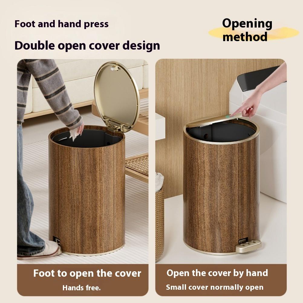 Cestino Rifiuti Legno Retro Grande Capacità Silenzioso Riciclo Cucina con Coperchio Contenitore Pedale Doppio Apertura Cestino